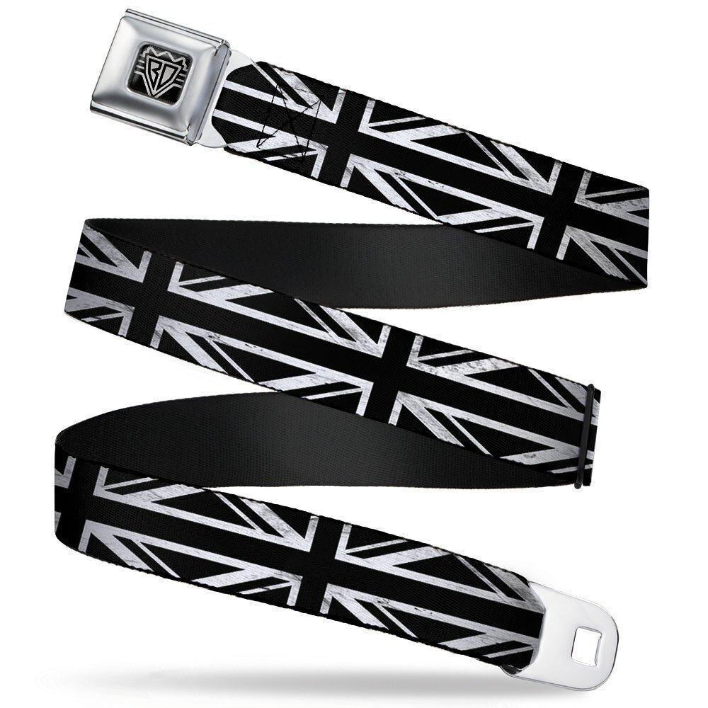 4636 Seatbelt Belt - Union Jack Distressed Black/White - 1.0" Wide - 20-36